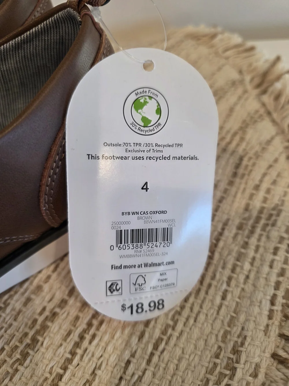 NWT wonder nation Big Boys Size 4 Boys Brown Dress Lace-Up Shoes